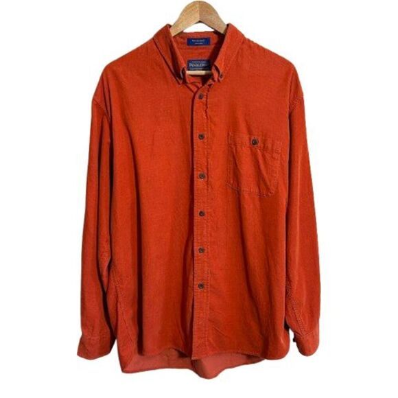 Pendleton Other - Pendleton Corduroy Wayne Shirt Mens L Orange Long Sleeve Button Up Collar